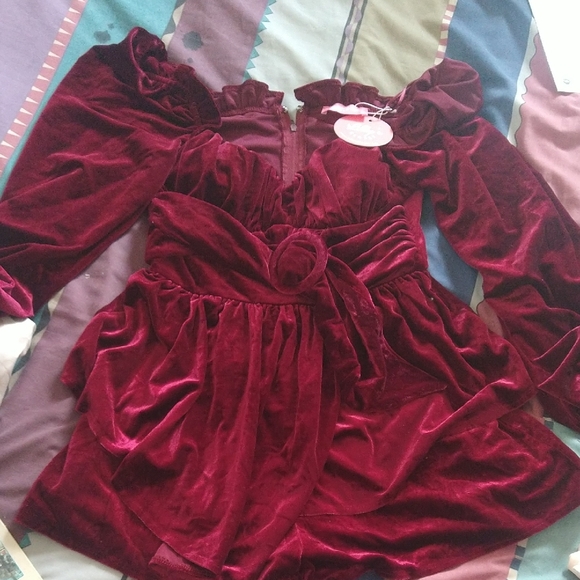 Lilly's Kloset Rich Burgundy Velvet Dress - Picture 3 of 7